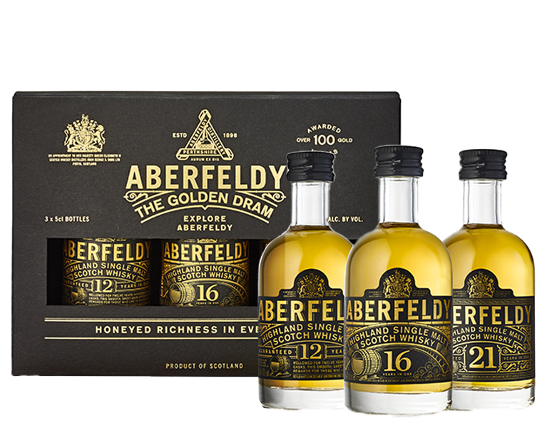 Image of Aberfeldy Whisky Single Malt Tasting Gift Box 12-16-21 Years