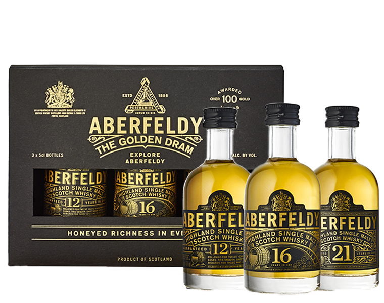 Image of Aberfeldy Whisky Single Malt Tasting Gift Box 12-16-21 Years