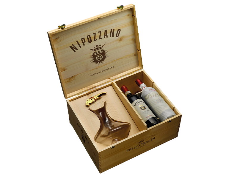 Cassa Legno Lux Frescobaldi con Nipozzano e Montesodi